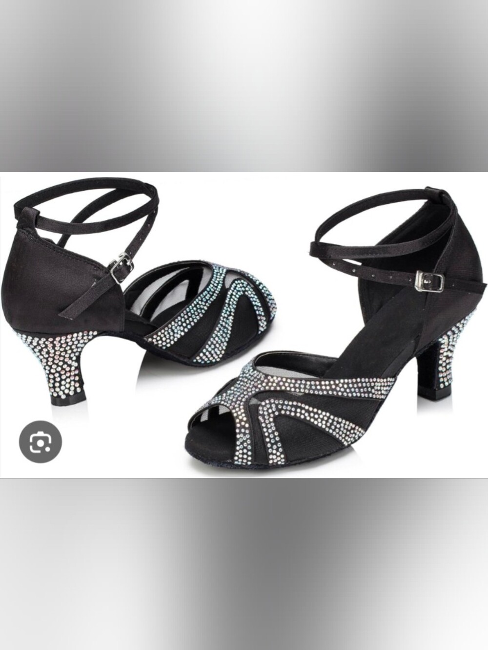 🔥  Black Rhinestone Ballroom Dance Shoes Bachata , Latin Salsa , Tango...